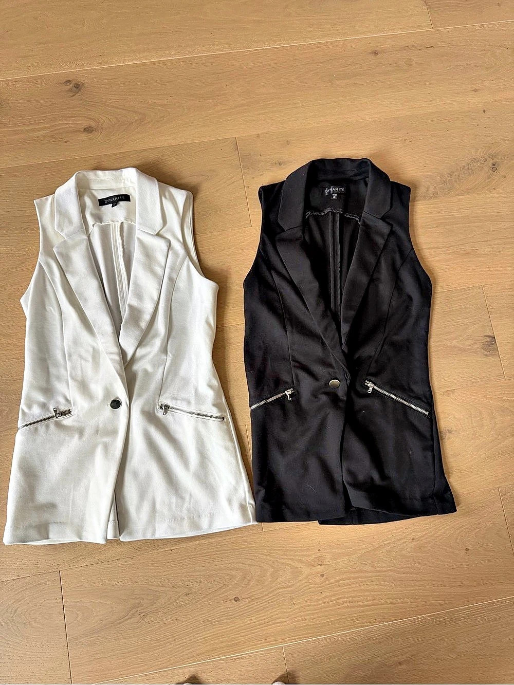 Dynamite Sleeveless Blazer Vests White & Black Size XS